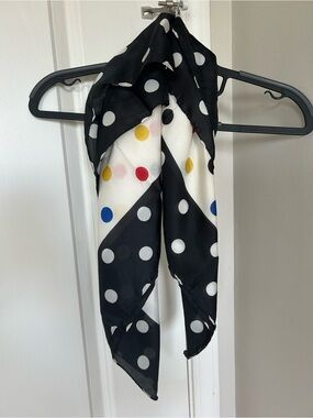 Sarah Coventry Polka Dot Silk Scarf with Colorful Accents